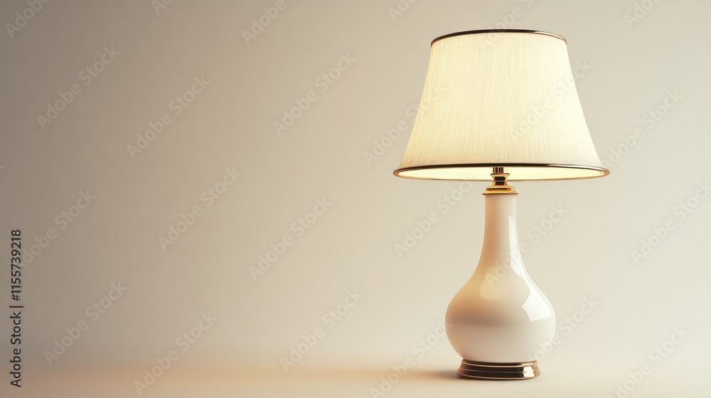 Aufkleber elegant vintage table lamp with soft light on a minimalist white background creating a warm and invi