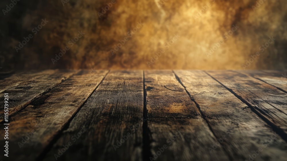Poster rustic wooden table surface with gradient warm background ideal for product display or decoration co