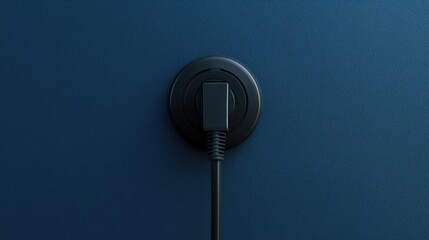 Black electrical plug connected to a socket on a dark wall demonstrating power supply and modern electrical appliances usage