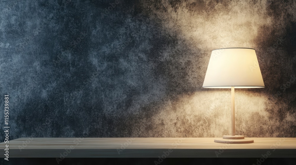 Poster stylish table lamp illuminating a rustic background creating a cozy and warm atmosphere for interior
