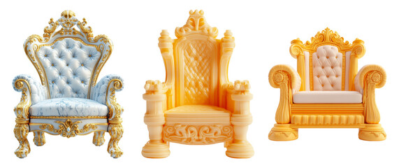 Luxurious Royal Chairs on Transparent Background for Collection Use