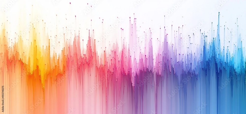 Poster abstract colorful wave pattern representing sound or data visualization.