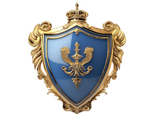Elegant Blue and Gold Shield Emblem with Regal Design