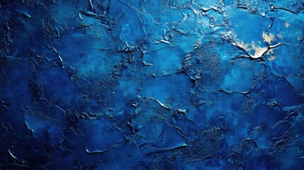 Textured blue metal surface resembling ocean waves with a rich deep blue background ideal for design and artistic applications.