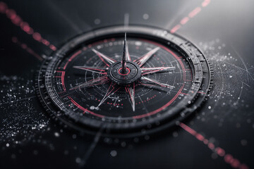 Boussole abstraite sur fond noir