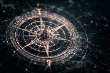 Boussole abstraite sur fond noir