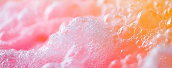 colored bubbles and foam soap or shampoo on the surface
