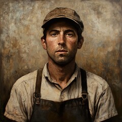Fototapeta premium A Pensive Portrait of a Working Man
