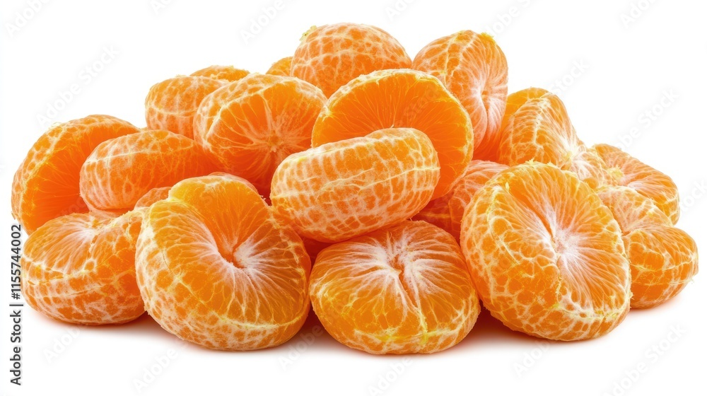 Aufkleber fresh tangerine segments piled on white background displaying juicy texture and vibrant color perfec