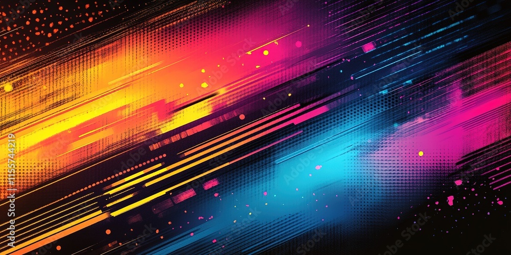 Poster vibrant abstract background with dynamic colors and patterns creating energy and movement