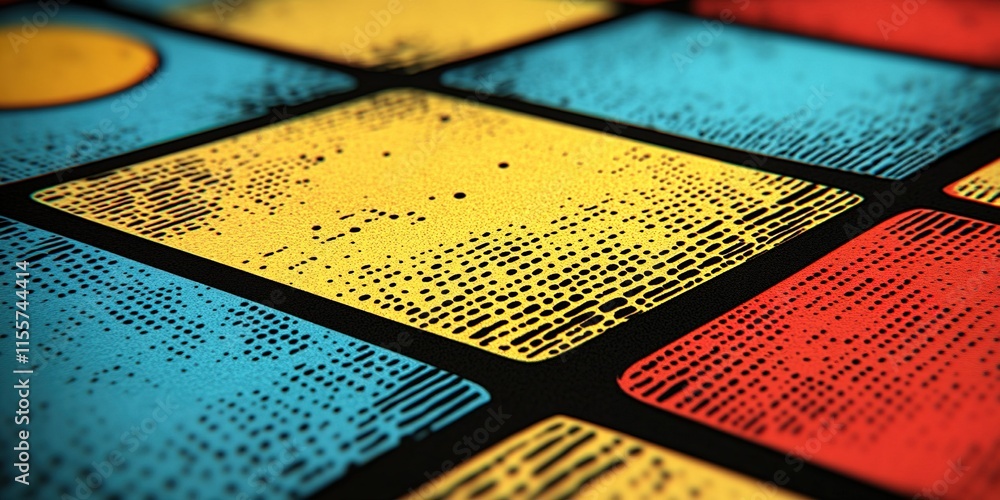 Poster colorful geometric patterns create an engaging visual display in a modern artistic design setting