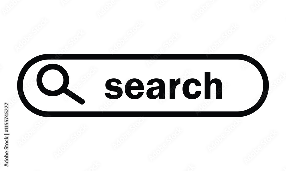 Poster search bar icon. search bar icon for mobile app, website and ui design. black search button isolated