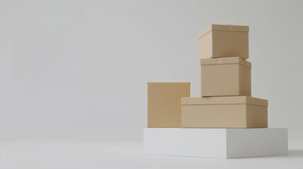 cardboard boxes on white background