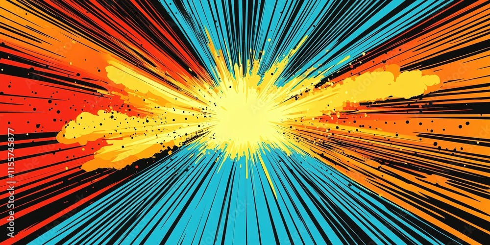 Aufkleber colorful explosion graphic representing dynamic energy and movement in an abstract style