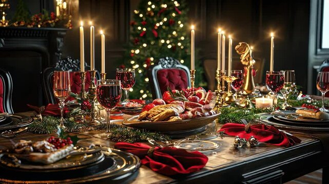 Christmas festive table. Selective focus