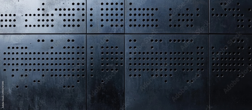 Poster textured concrete wall with industrial design featuring perforated patterns suitable for modern arch
