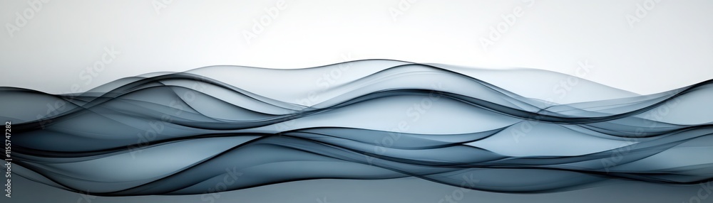Poster abstract fluid waves in soft tones representing tranquility, calmness, and serenity with gentle curv