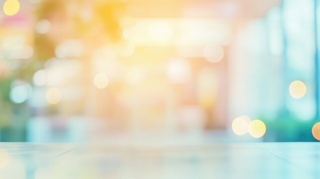 Supermarket background with bokeh effect showcasing blurred product shelves and vibrant lighting atmosphere in a retail environment