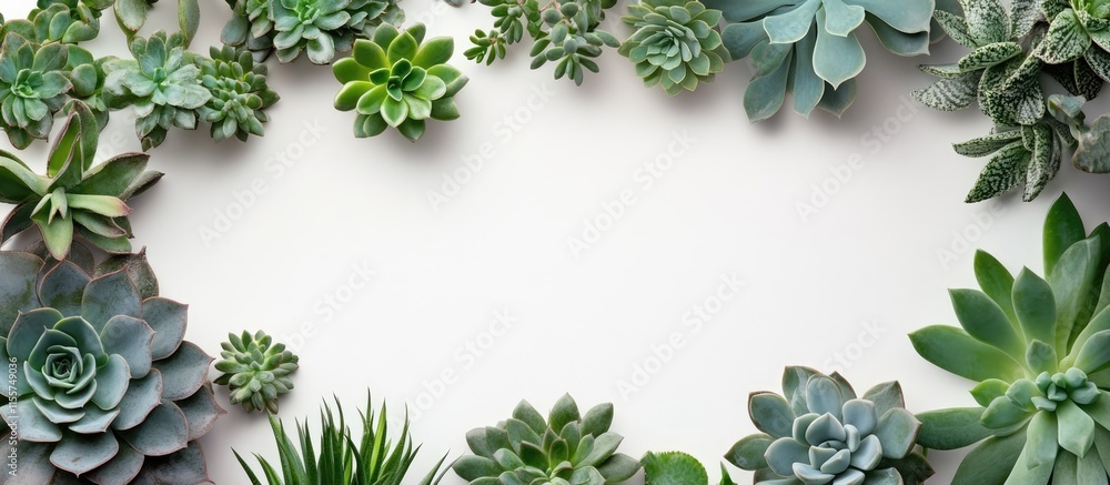 Poster succulent plants arranged creatively on a blank backdrop ideal for branding and design mockups in co