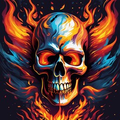 vector illustration of a burning skull