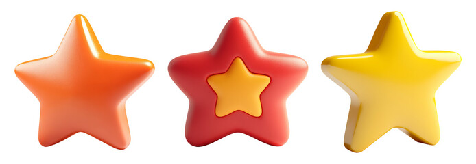Colorful Star Shapes Isolated on Transparent Background for Design