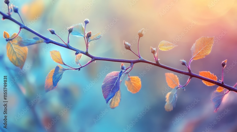 Poster vibrant grape branches reaching for sunlight creating a serene and colorful natural scene in soft fo