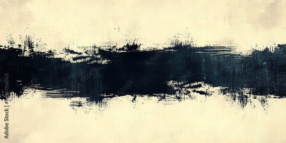 Poster abstract artwork with bold black strokes on a muted background creating contrast and depth in a mode