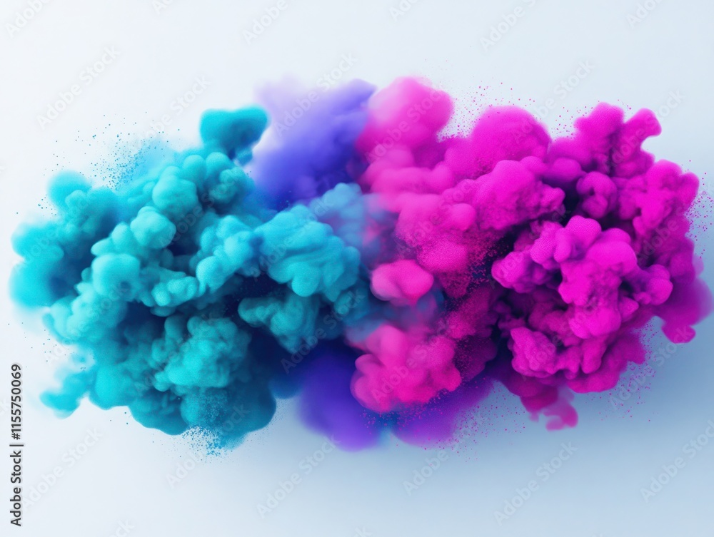 Aufkleber Vibrant Colorful Smoke Plumes Merging in a Dynamic New Age Background Creating a Mesmerizing Visual Effect of Pink and Teal in an Abstract Style