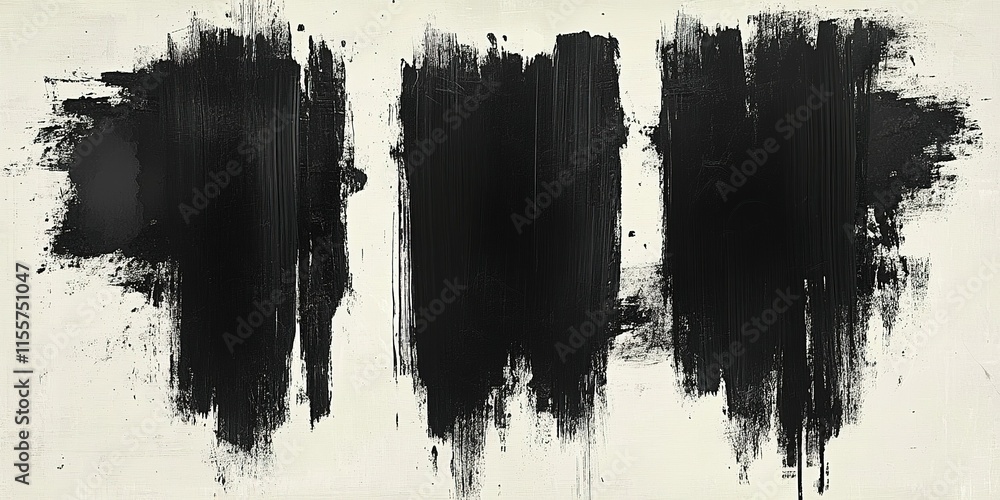 Poster black brush strokes create bold abstract art on a light background in an artistic display of texture