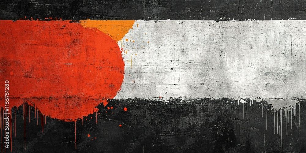 Poster bold abstract art featuring vibrant colors and textured layers in a dynamic composition