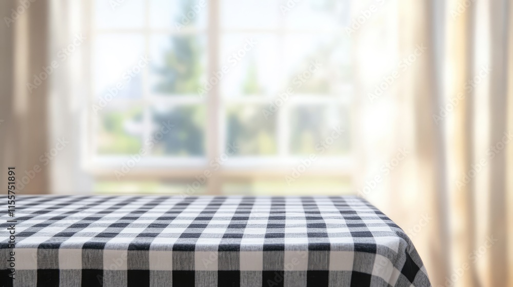 Poster tablecloth draped elegantly on a table with a blurred background showcasing natural light and a cozy