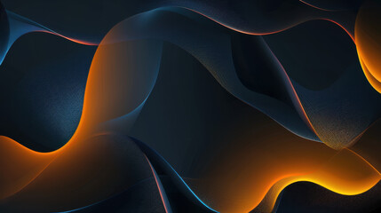 abstract blue and orange background with waves, dark and grainy