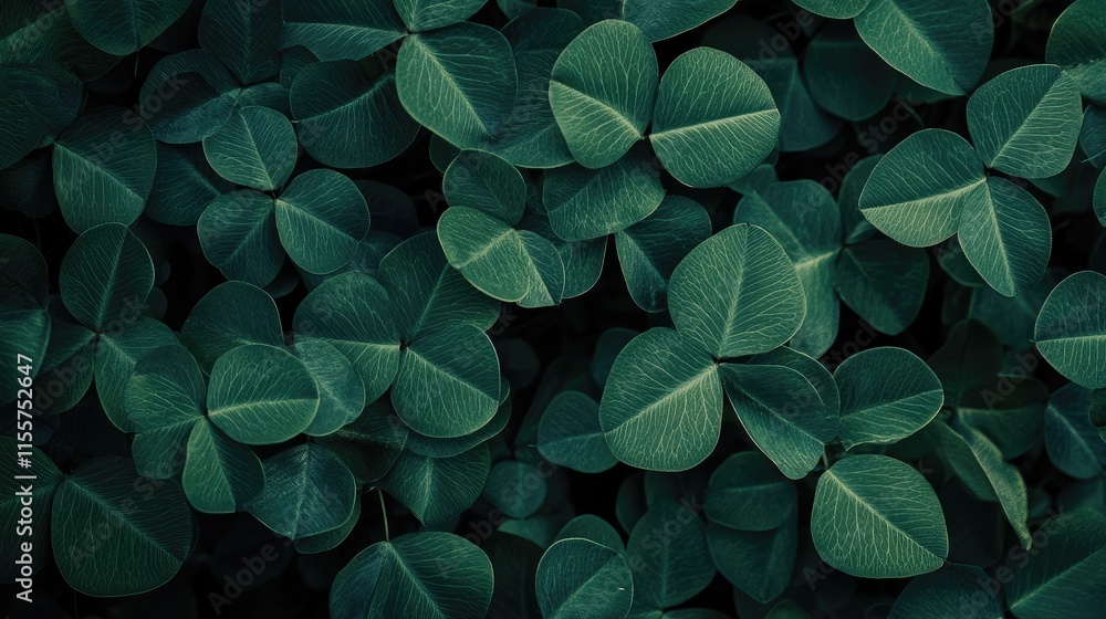 Poster lush green clover leaves texture with intricate details creating a serene natural background for des