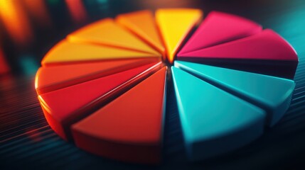 A pie chart of investment trends in 2025 with animated segments representing each sector.