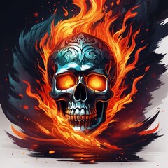 skull with flames