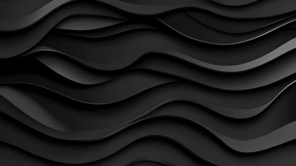 Abstract black wavy background texture.