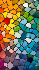 Intricate arrangement of colorful tiles creates a brilliant display of shapes and tones