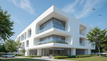 Contemporary white building with modern architecture