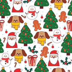 seamless pattern cartoon christmas and winter stuff and accessories. cute christmas and winter wallpaper for fabric print, gift wrap paper