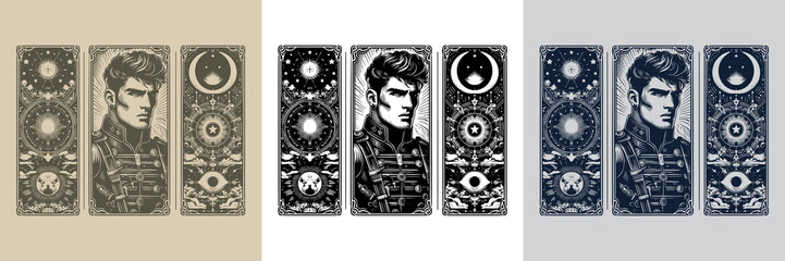 modern soldier man playing card tattoo design concept