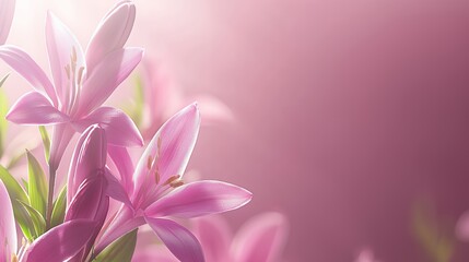 Fototapeta premium Serene Pink Lilies: A Soft Floral Embrace