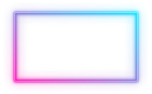 Rectangle neon frame clipart vector illustration Transparent png border