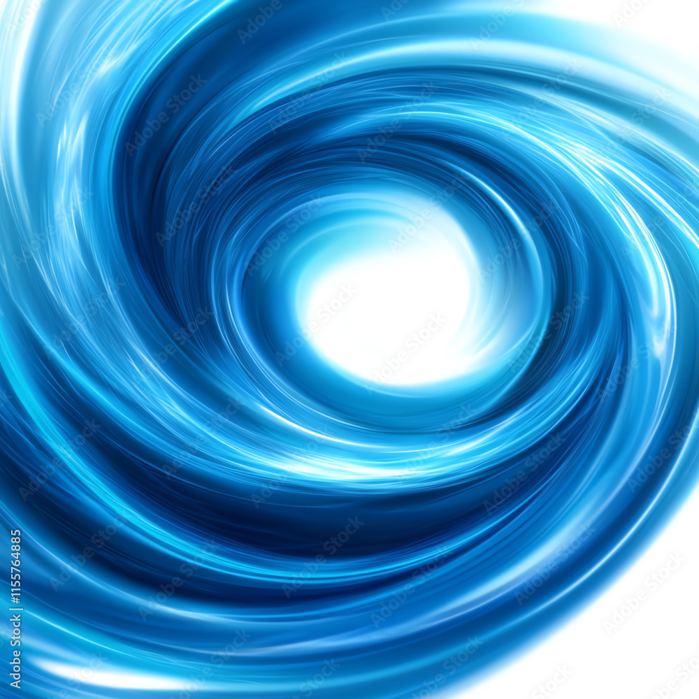 Poster a swirling blue wave effect creating a sense of movement and tranquility on a white isolate backgrou