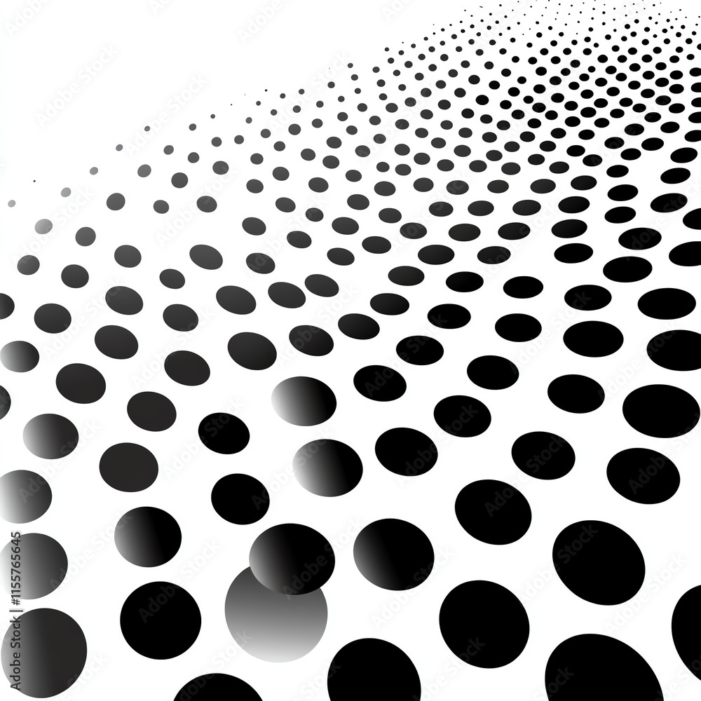 Aufkleber abstract dot pattern with black circles fading on a white background, perfect for design elements an