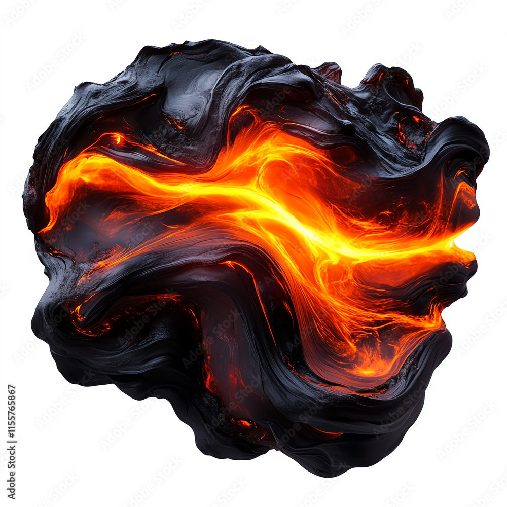 Poster abstract swirling lava with glowing orange and black textures, creating a dynamic and energetic visu