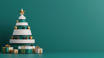 Social media marketing ad for exclusive Christmas sale with decorated Christmas tree and golden details