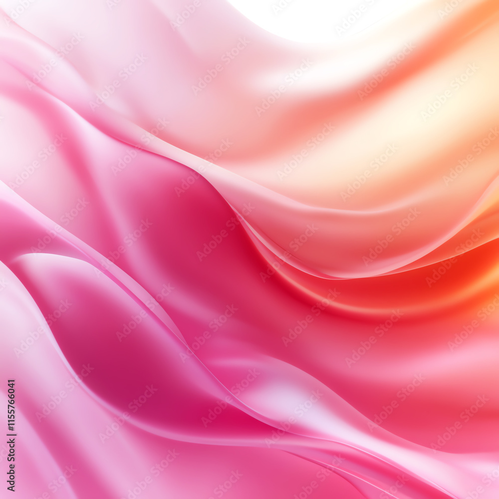 Poster abstract waves of pink and orange fabric flowing gently, creating a soft and elegant background.