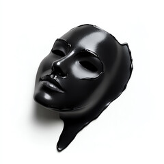 Artistic black mask on a white background, symbolizing mystery and identity.