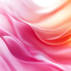 Obraz premium Abstract waves of pink and orange fabric flowing gently, creating a soft and elegant background.