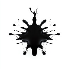Black paint splash on a white background, ideal for creative design and visual projects.